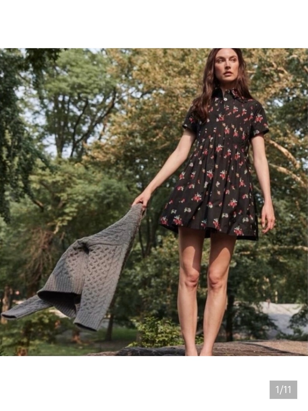 Hill House Home Rosalind Taffeta Floral Ikat Dress XXS